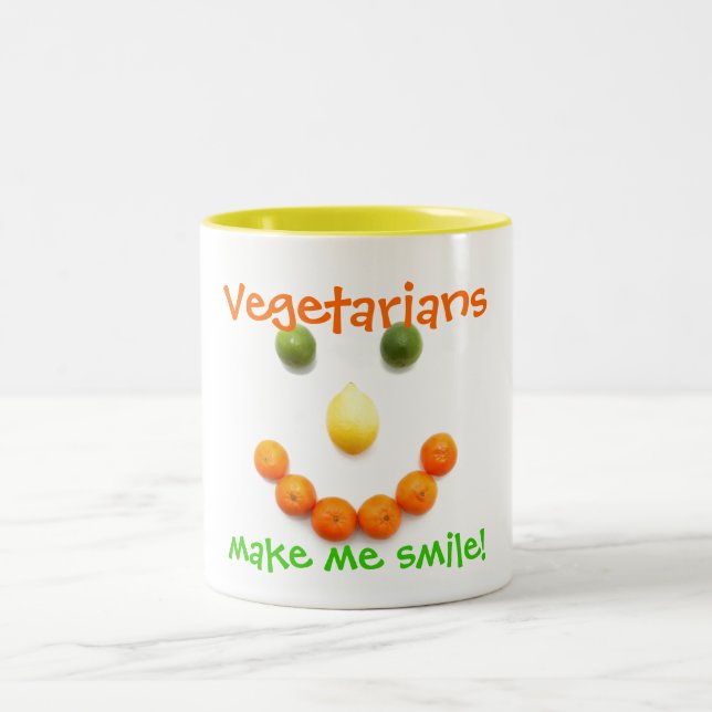 Vegetarier lassen mich lächeln! zweifarbige tasse (Mittel)