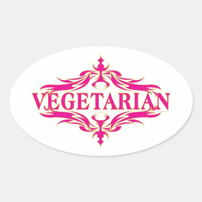 Vegetarier Ovaler Aufkleber (Vorderseite)