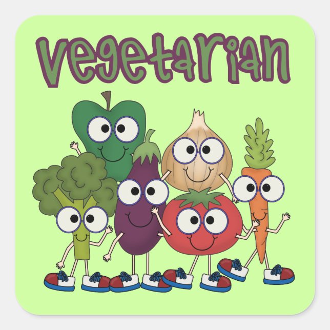 Vegetarier Quadratischer Aufkleber (Vorderseite)