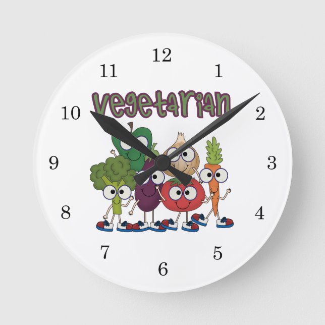 Vegetarier Runde Wanduhr (Vorderseite)