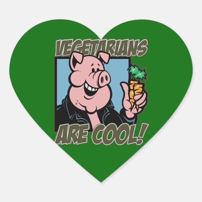 Vegetarier sind Cool Herz-Aufkleber (Vorderseite)