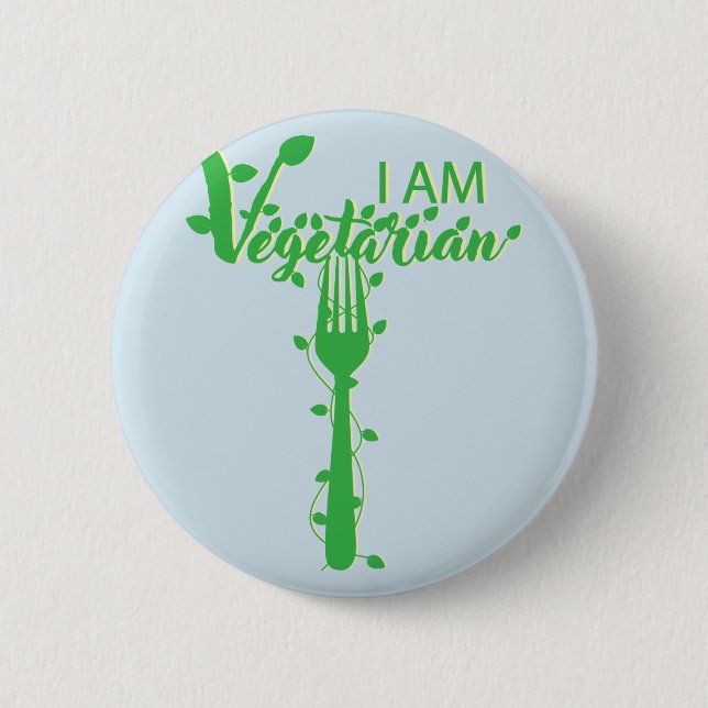 Vegetarier Tierschutz Gabel Essen gesund Button (Vorderseite)