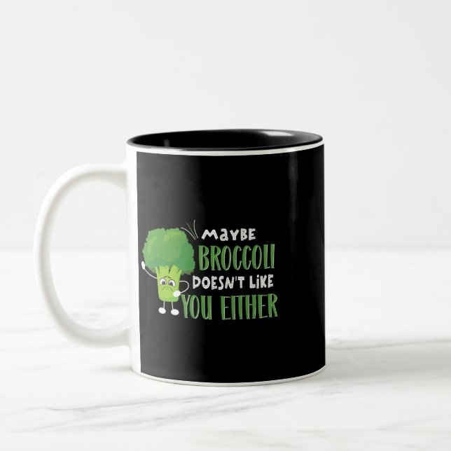 Vegetarier Vegan vielleicht Broccoli Doesnot like  Zweifarbige Tasse (Links)