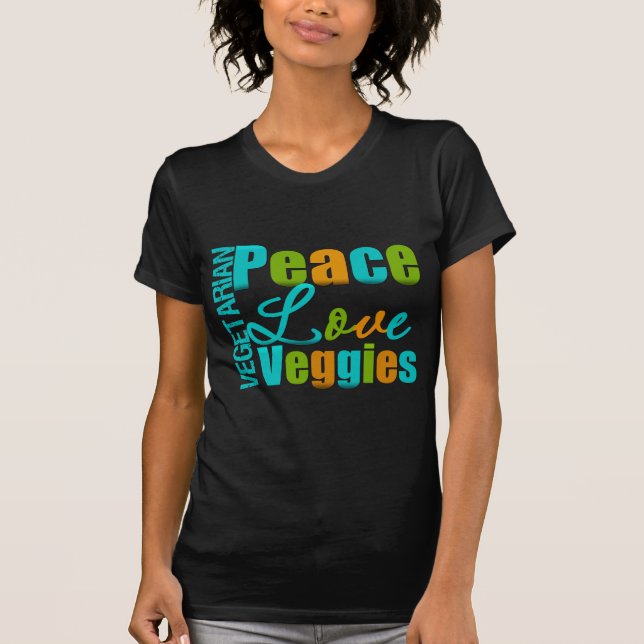 Vegetarische FriedensLiebeVeggies T-Shirt (Vorderseite)