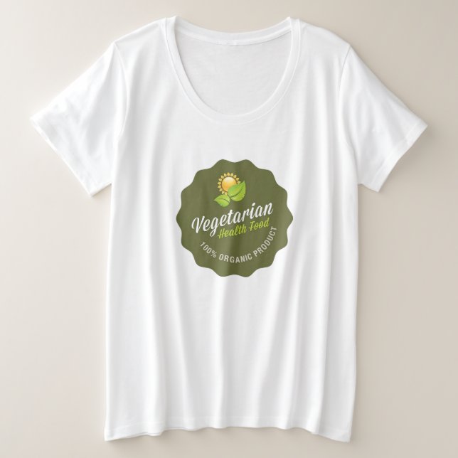 Vegetarische Gesundheit Lebensmittel 100% Bio grün Große Größe T-Shirt (Design vorne)