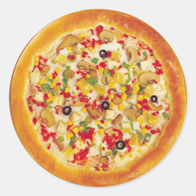 Vegetarische Pizza Runder Aufkleber (Vorderseite)