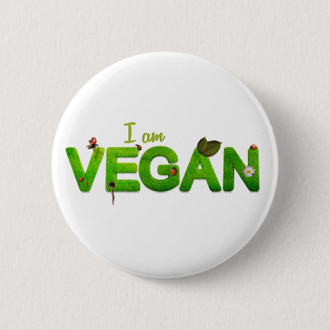 Vegetarische Vegane Liebe Rette Tierfutter-Taste Button (Vorderseite)