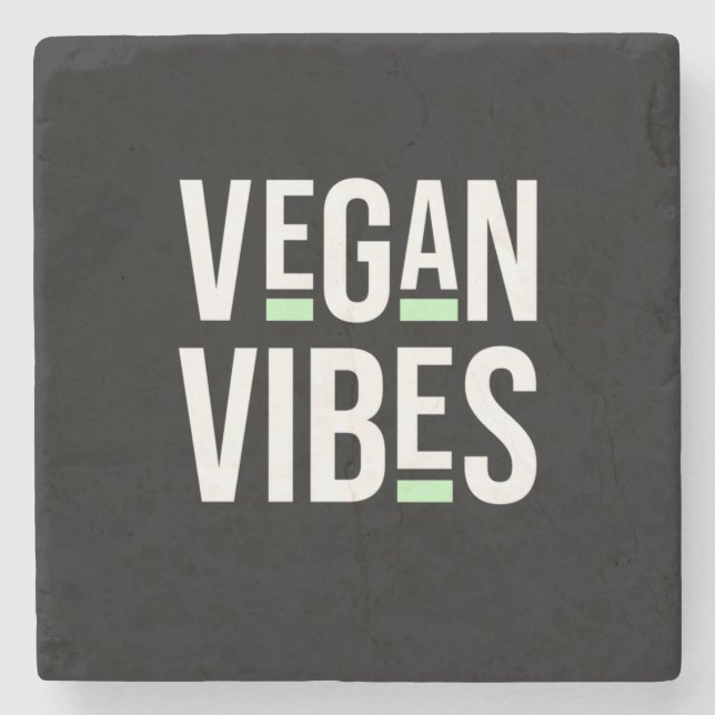 Vegetarische Vegane Vibes Steinuntersetzer (Vorderseite)