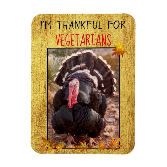 Vegetarischer Erntedank Türkei Foto Vegan Dank Magnet (Vertikal)