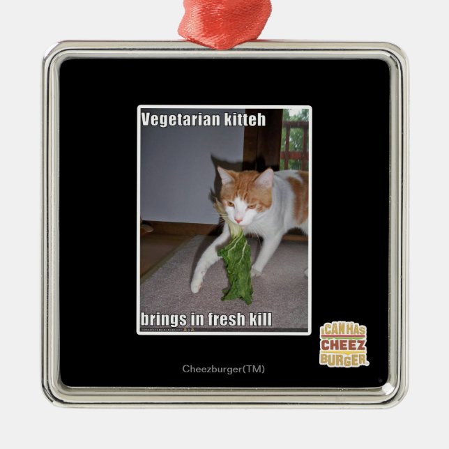 Vegetarischer Kitteh Ornament Aus Metall (Vorne)