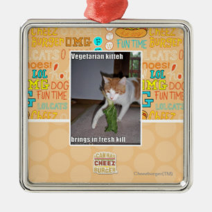 Vegetarischer Kitteh Silbernes Ornament