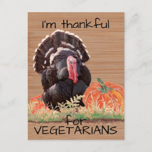 Vegetarischer Vegane Erntedankfest Truthahn Danke  Postkarte