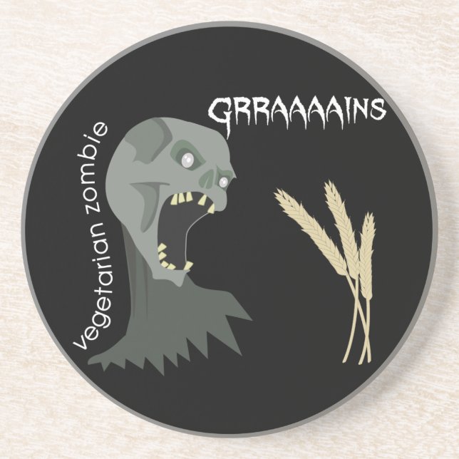 Vegetarischer Zombie will Graaaains! Sandstein Untersetzer (Vorne)