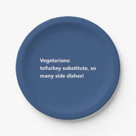 Vegetarisches Erntedank Gedicht Minimal Blau Pappteller