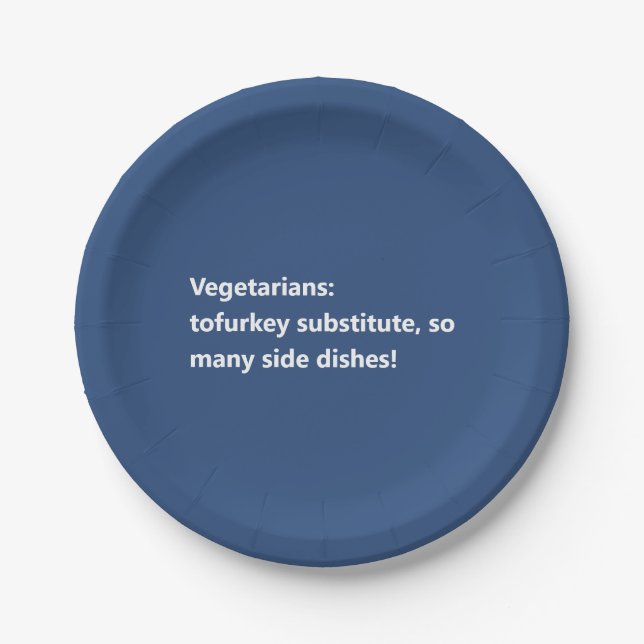 Vegetarisches Erntedank Gedicht Minimal Blau Pappteller (Vorderseite)