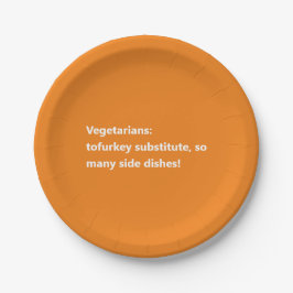 Vegetarisches Erntedank Gedicht Minimal Orange Pappteller