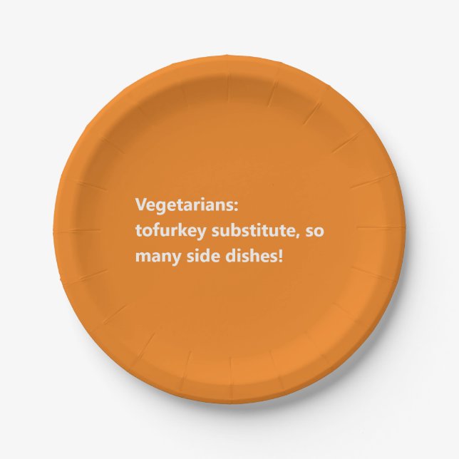 Vegetarisches Erntedank Gedicht Minimal Orange Pappteller (Vorderseite)