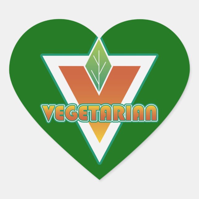 Vegetarisches Logo Herz-Aufkleber (Vorderseite)