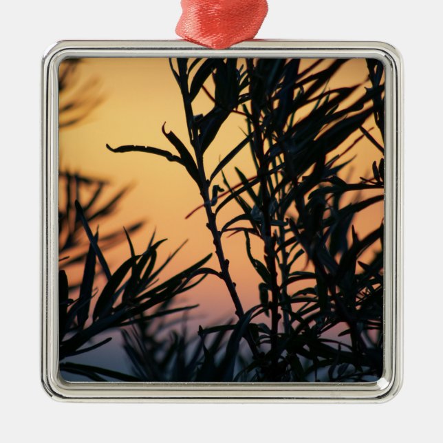 Vegetation bei Sonnenuntergang Ornament Aus Metall (Vorne)