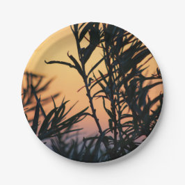 Vegetation bei Sonnenuntergang Pappteller