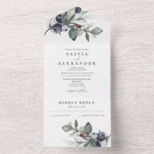 Végétation d'hiver et faire-part de mariage de bai