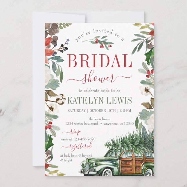 Végétation d'hiver Nuptiale Douche Invitation Cami (Devant)