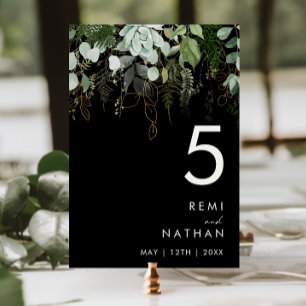 Végétation et feuille d'or Numéro de table noir