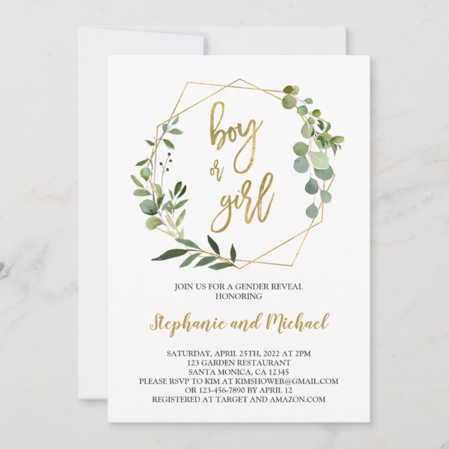 Végétation Genre Reveal Invitation (Devant)