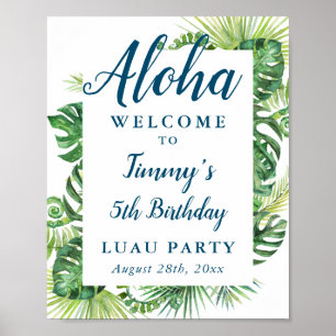 Végétation tropicale Aloha Luau Affiche de bienven