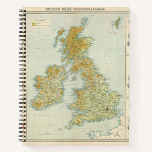 Vegetation und Klimapläne für Britische Inseln Notizbuch