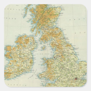Vegetation und Klimapläne für Britische Inseln Quadratischer Aufkleber