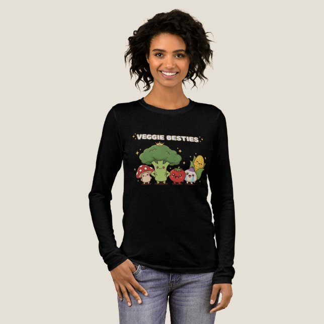 Veggie Besties | Cute Kawaii Cartoon Vegetable  Tri-Blend Shirt (Volle Vorderseite)