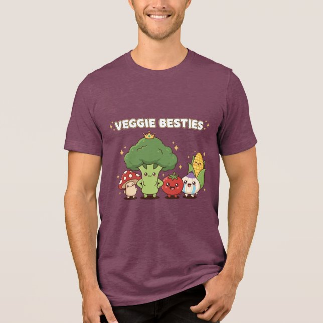 Veggie Besties | Cute Kawaii Cartoon Vegetable  Tri-Blend Shirt (Vorderseite)