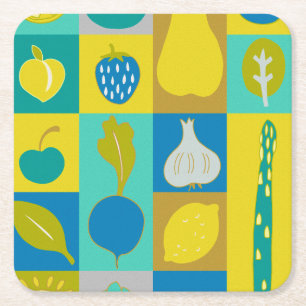 Veggie Blocks I Rechteckiger Pappuntersetzer