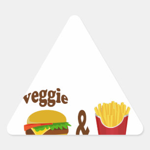Veggie Burger and Fries Dreieckiger Aufkleber