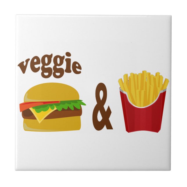 Veggie Burger and Fries Fliese (Vorderseite)