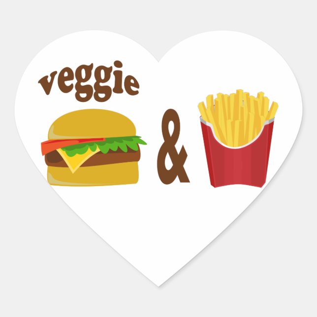 Veggie Burger and Fries Herz-Aufkleber (Vorderseite)