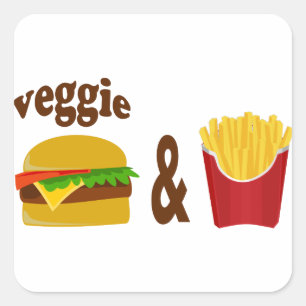 Veggie Burger and Fries Quadratischer Aufkleber