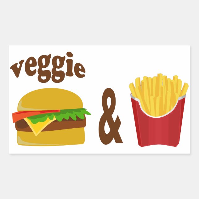 Veggie Burger and Fries Rechteckiger Aufkleber (Vorderseite)