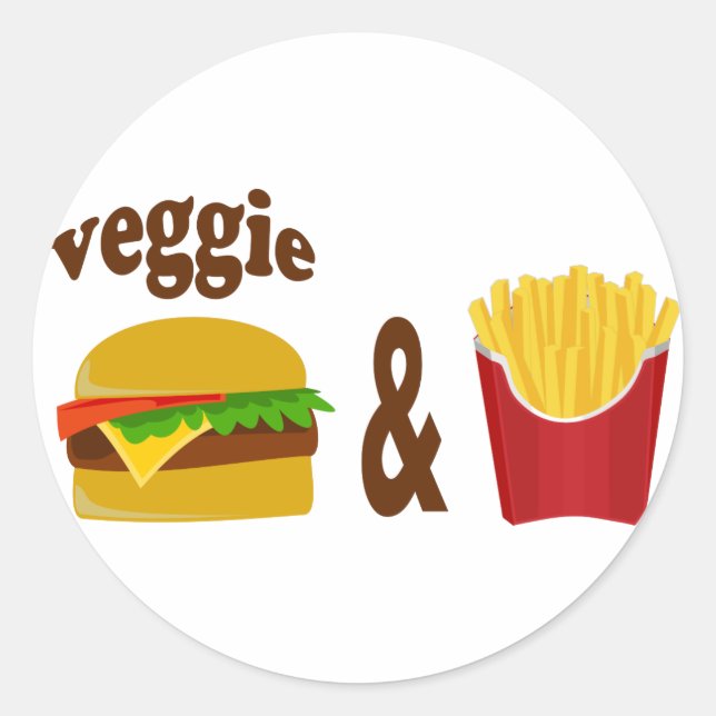 Veggie Burger and Fries Runder Aufkleber (Vorderseite)