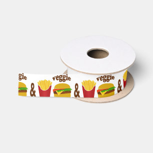 Veggie-Burger und Fischrogen Satinband