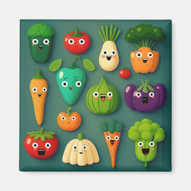 Veggie Charaktere Veg Fotos Gemüse Zwiebelklammer Magnet (Vorne)