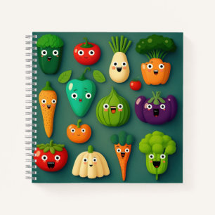 Veggie Charaktere Veg Fotos Gemüse Zwiebelklammer Notizbuch