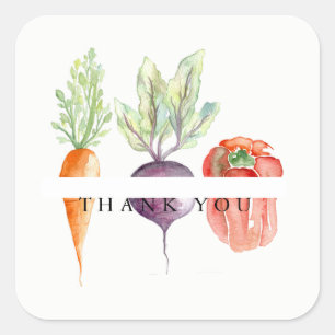 Veggie-Flecken-Aquarell danken Ihnen Quadratischer Aufkleber