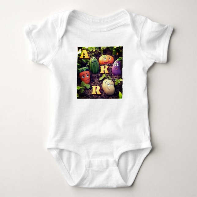 Veggie Friends Adventure Baby Bodysuit. Baby Strampler (Vorderseite)