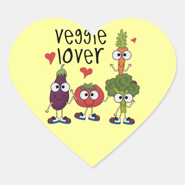 Veggie Lover Herz-Aufkleber (Vorderseite)