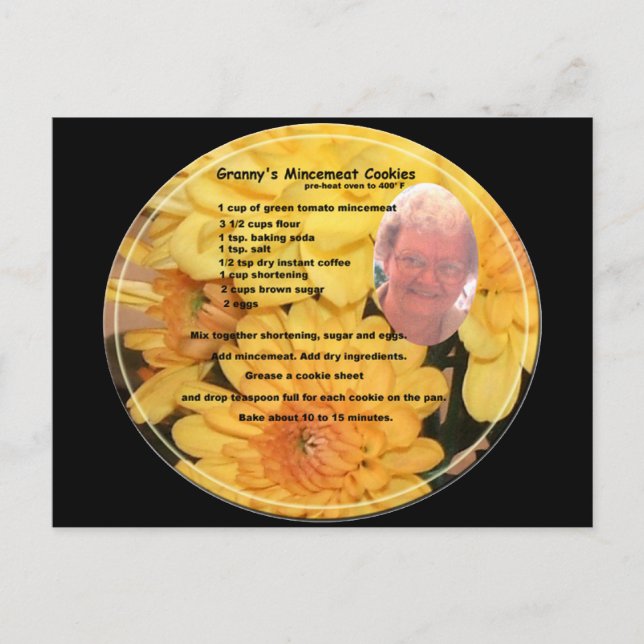 Veggie Mincemeat Recette de biscuits Carte postale (Devant)