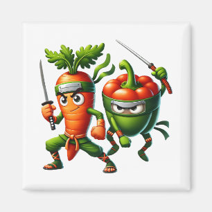 Veggie Ninjas - Warrior Carrot & Pepper Magnet