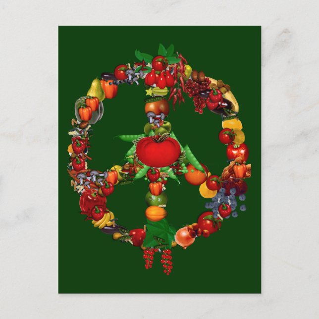 Veggie Peace Sign Postkarte (Vorderseite)
