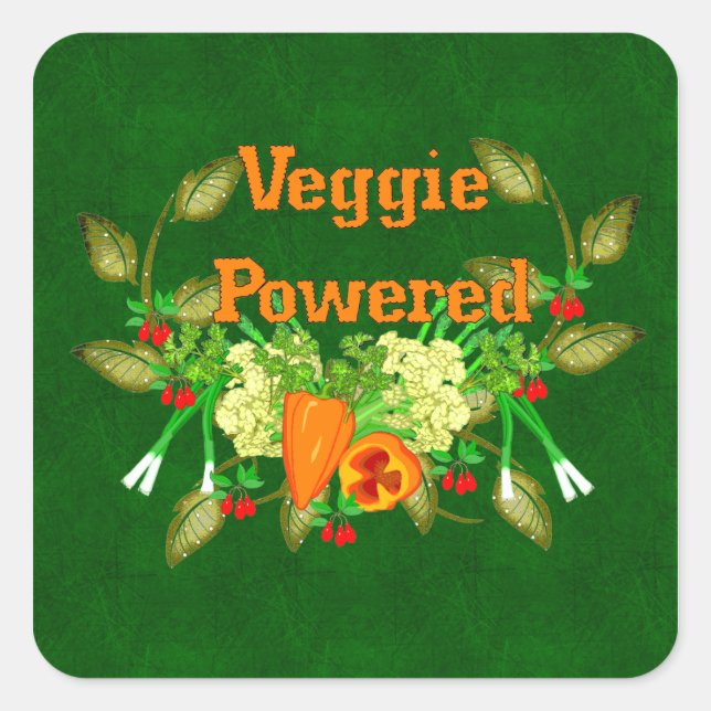 Veggie Powered Quadratischer Aufkleber (Vorderseite)